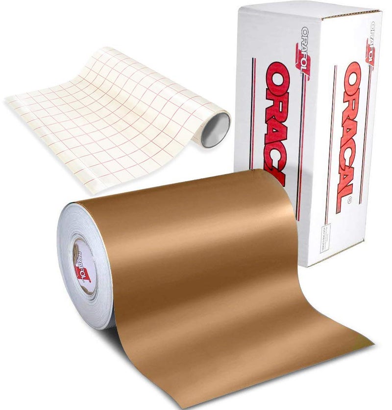 ORACAL 631 Matte Copper Adhesive Craft Vinyl for Cameo, Cricut & Silhouette Including Free 12" x 24" Roll of Clear Transfer Paper (15ft x 12") - Image 1